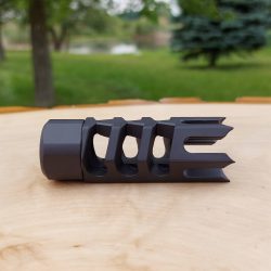Hunter LITE 1 Inch Spikes TIKKA T3 Rifle Thread-On Muzzle Brake - 5/8 x 24 - M18 x 1.0 .